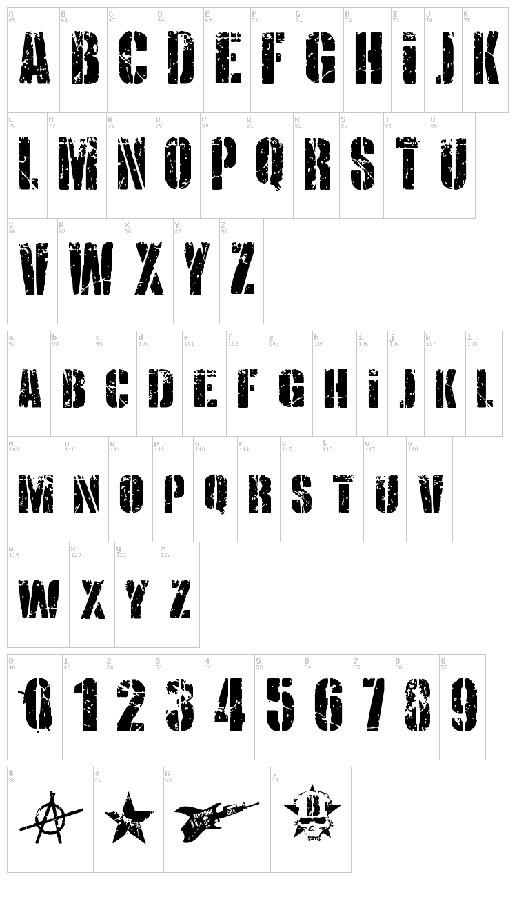 Kripton B font map